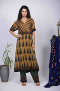 Mustard Yellow Angrakha Kurta Set with Ajrakh Print & Intricate Pita Work