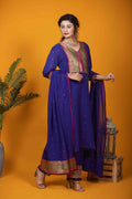 Deep Purple Kurta Set with Mukaish Work & Banarasi Yoke