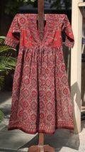 Rust Parampara Kurti Set with Mirror Work & Flowing Skirt