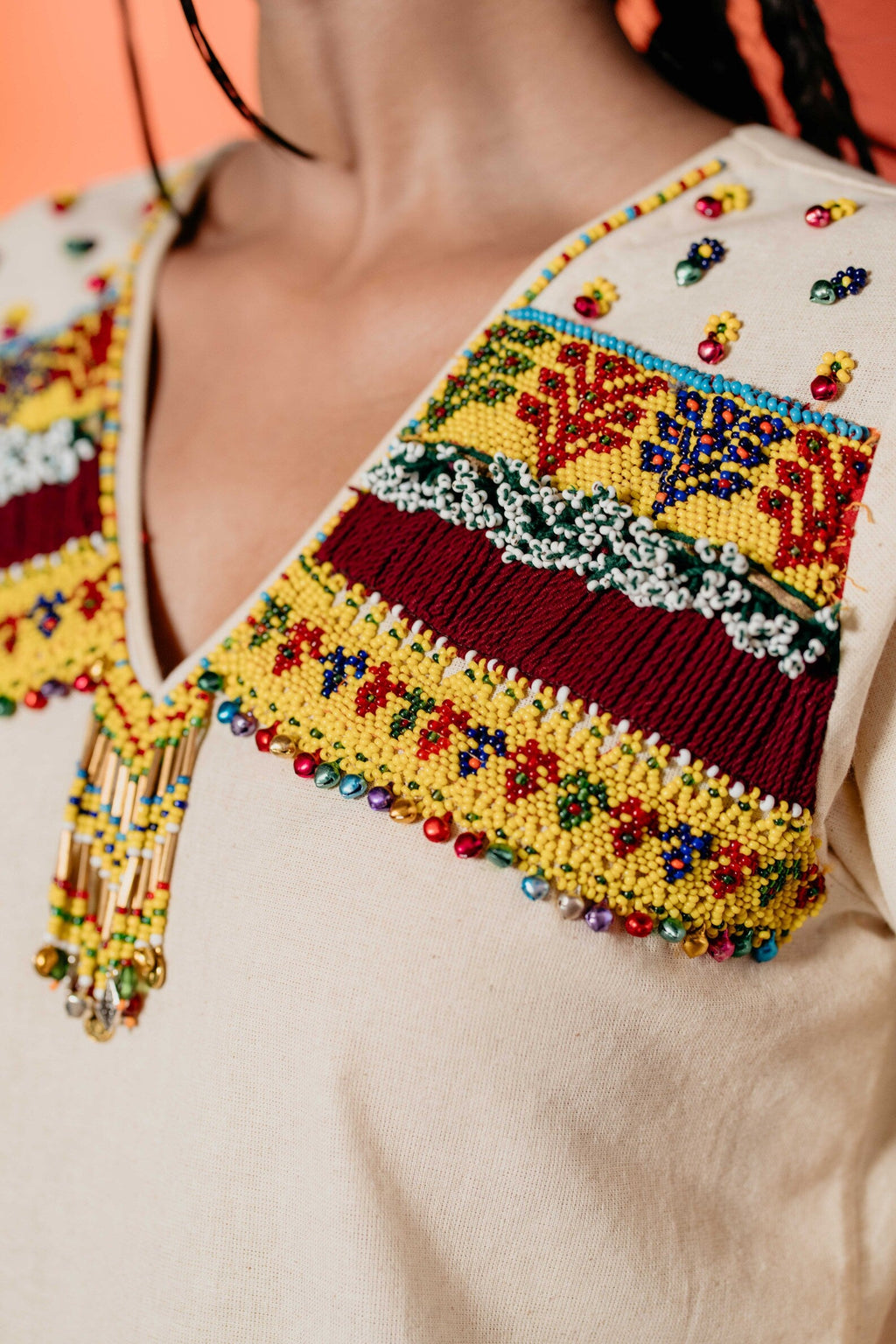 Cream Banjara Kurti Set with Intricate Beadwork & Embroidery