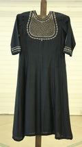 Black Kurti Set with Golden Embroidery and Floral Motif