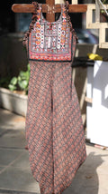 Embroidered Kurti Set with Ruffled Sleeves and Earthy Pattern