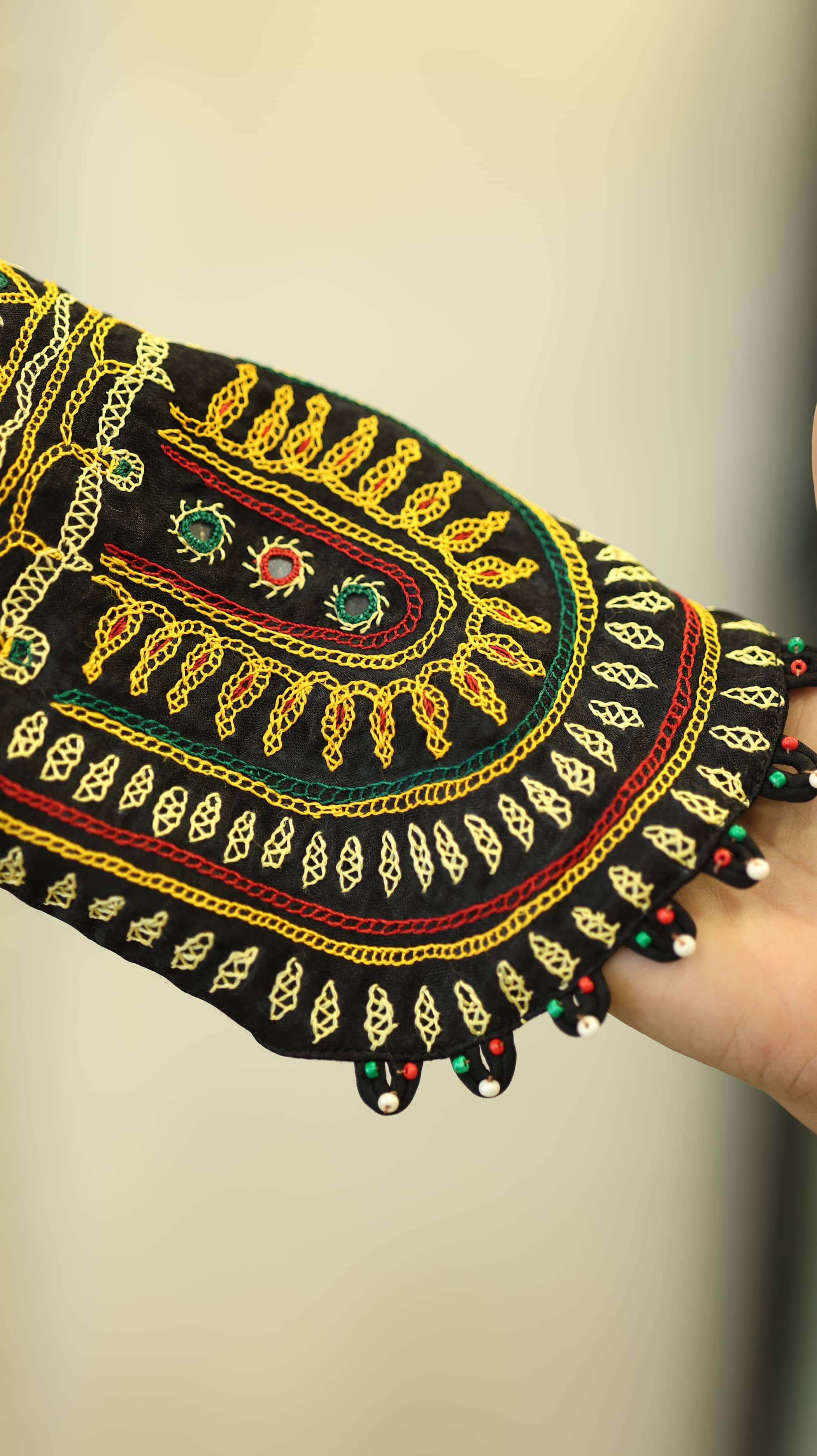 Mustard Kurti Set with Embroidered Statement Sleeves