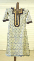 Indigo Kurti Set with Floral Patterns & Zari Work