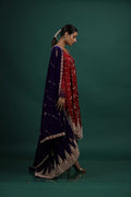 Red Kurti with Intricate Ivory Embroidery and Flowing Dupatta